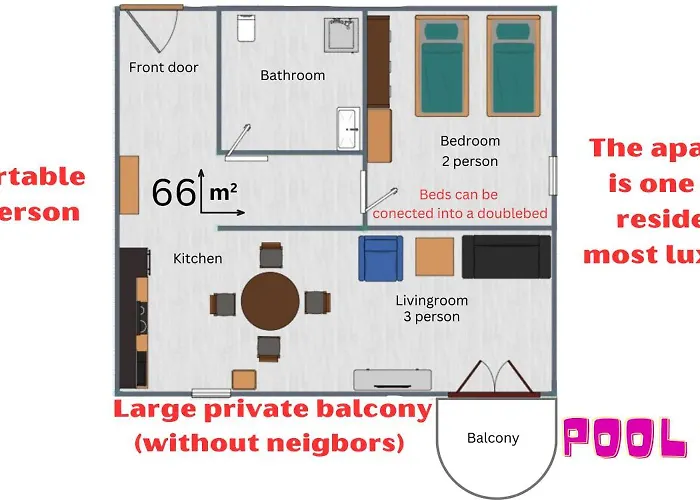 Apartment Lilou - 3 Pools, Spa, Gym, Playgrounds